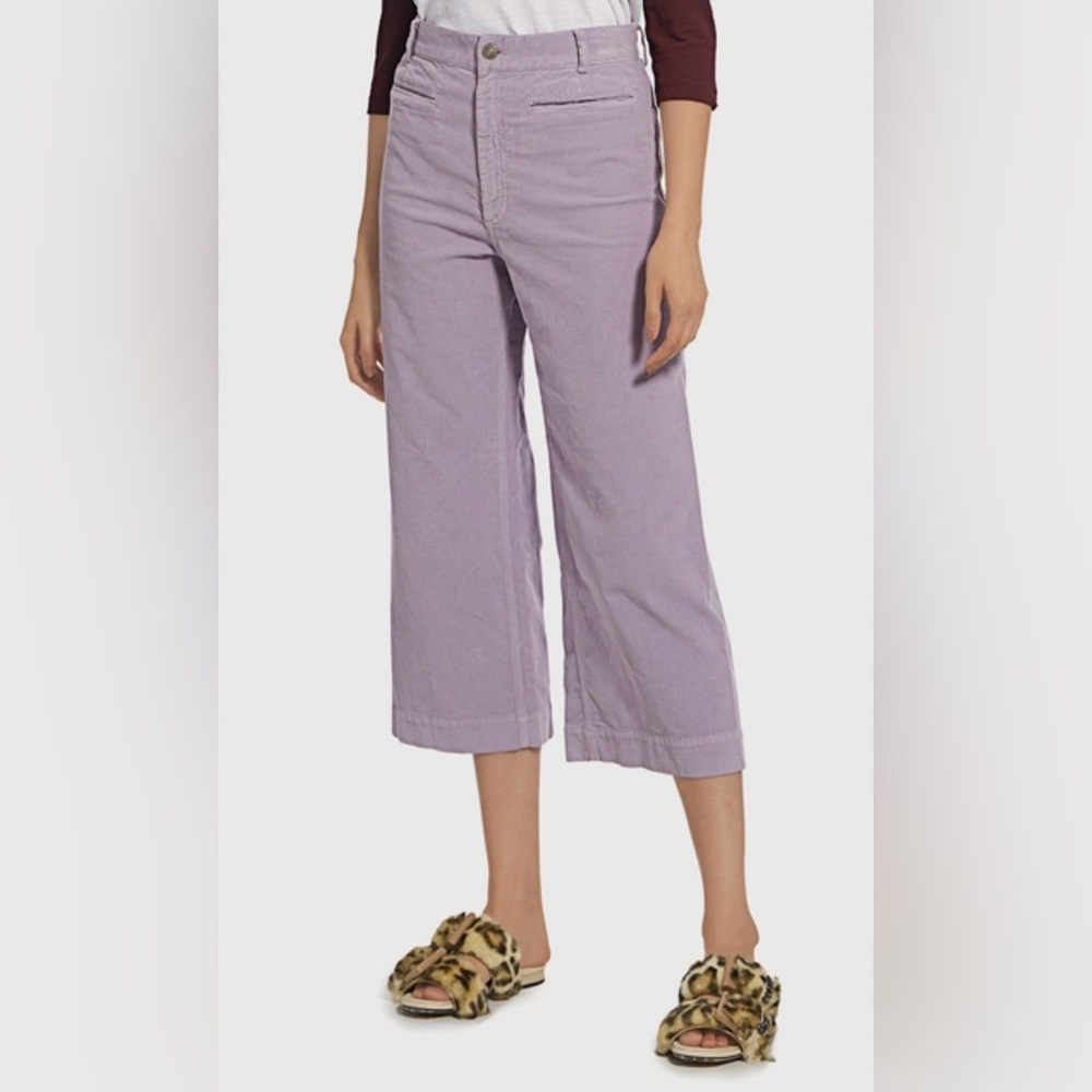 A.L.C. Jay Corduroy High-rise Wide-leg Cropped Pants 4 Purple Lavender